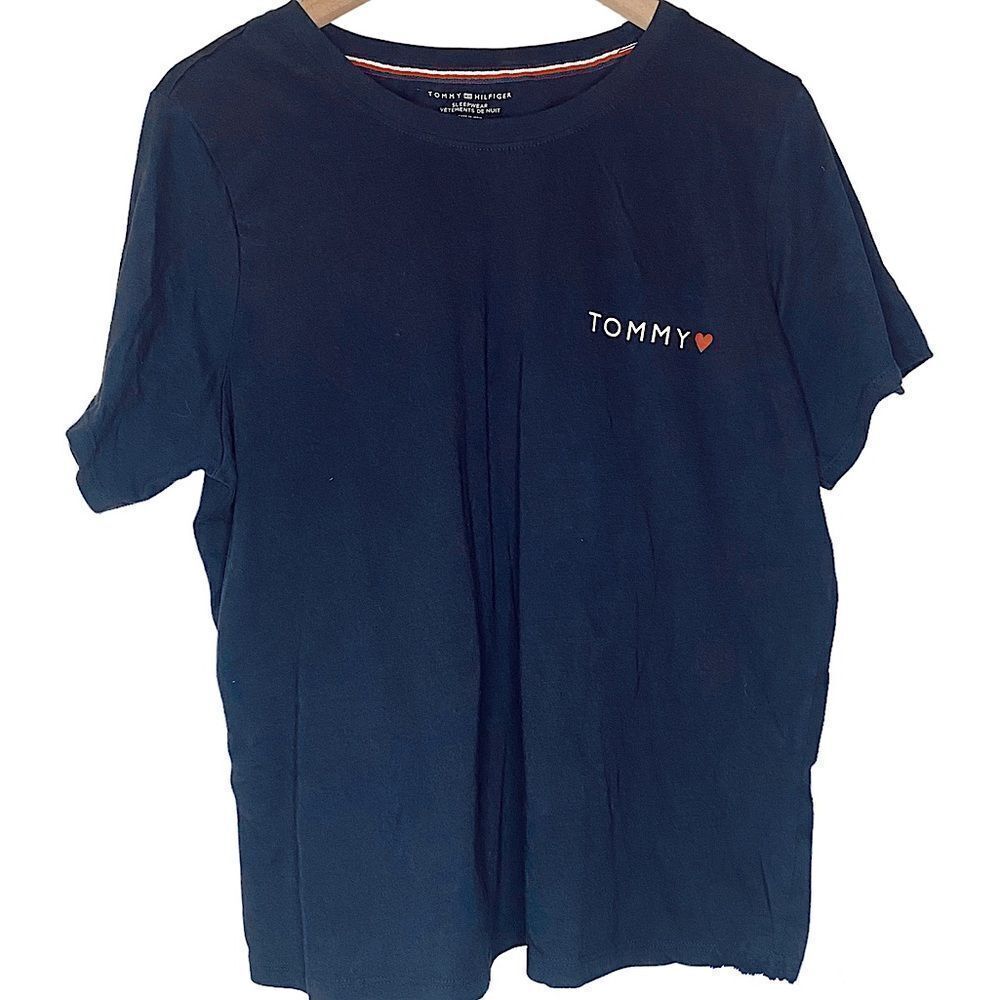 TOMMY Hilfiger Women’s Blue Navy Logo Night T-Shirt Plus Size Sleepwear